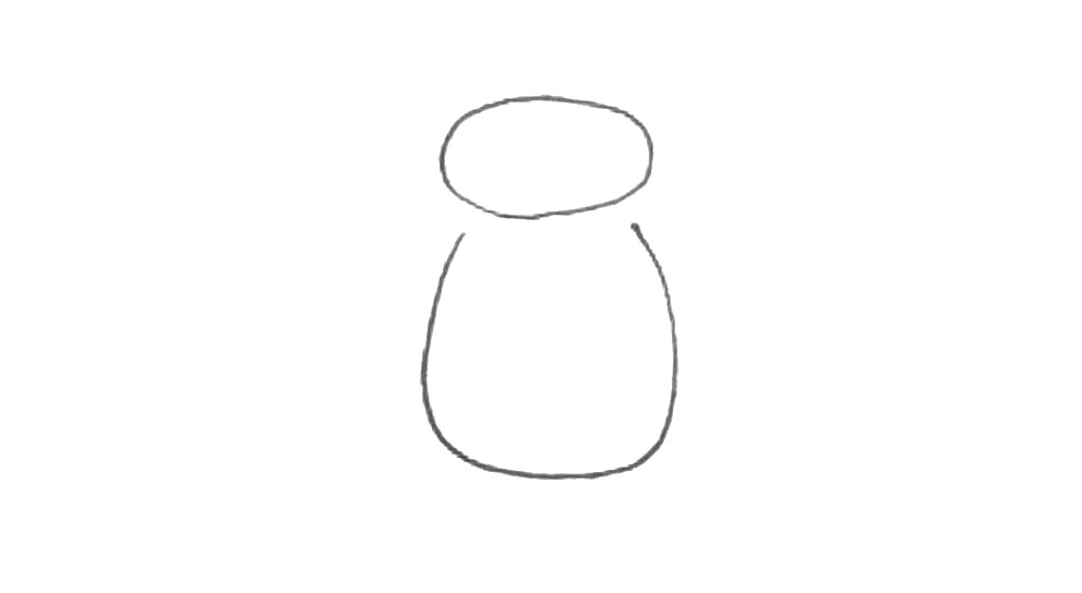 步骤2：下面画上一个大的曲线，注意留出缺口。