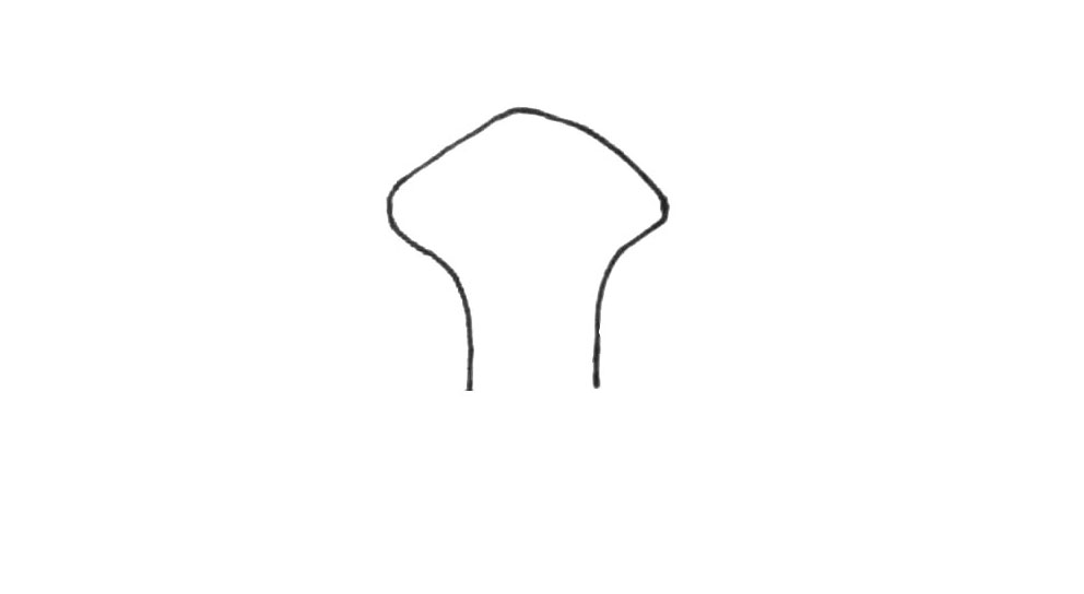 步骤1：在纸上用弧线画出这样的形状。