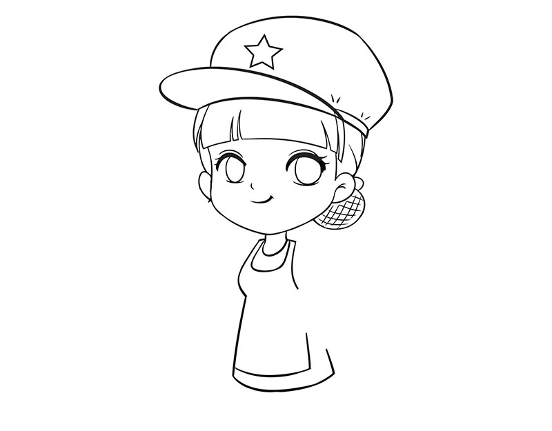 步骤5：往下画出它的衣服。