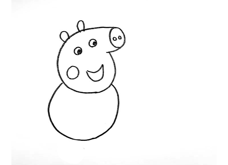 步骤3：往下画出它胖胖的身体。