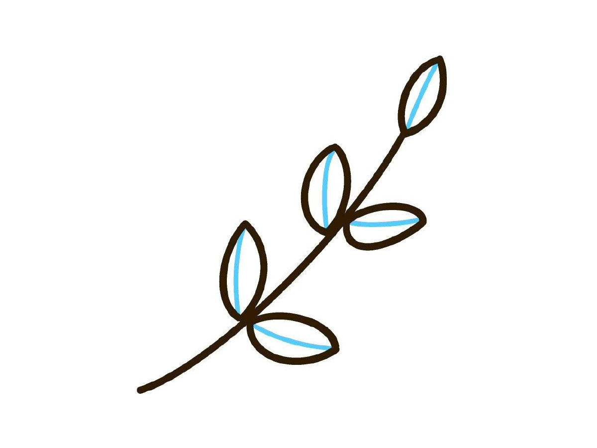 步骤6：给树叶加一点细节。