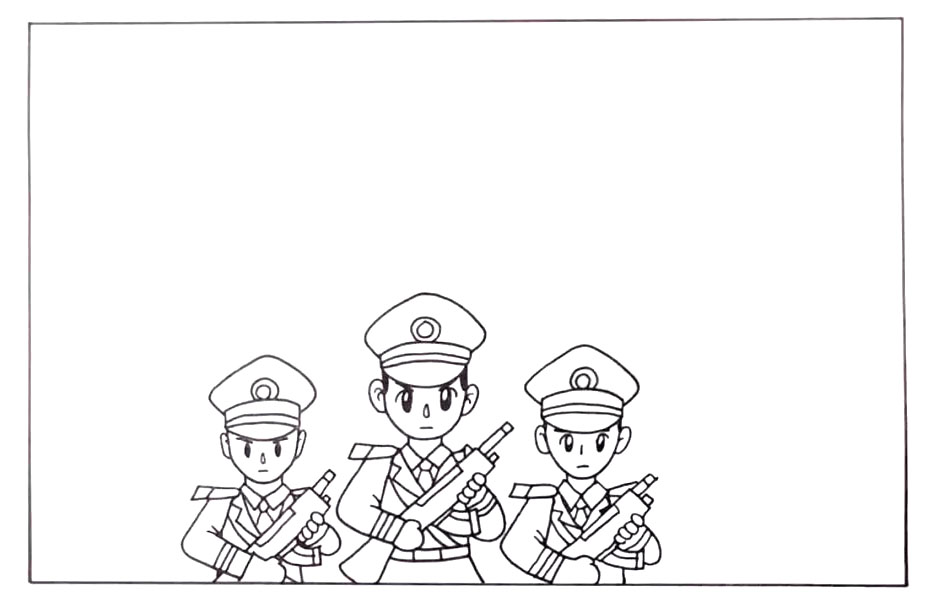 步骤3：在他的右后方用同样的方法画出一个空军。