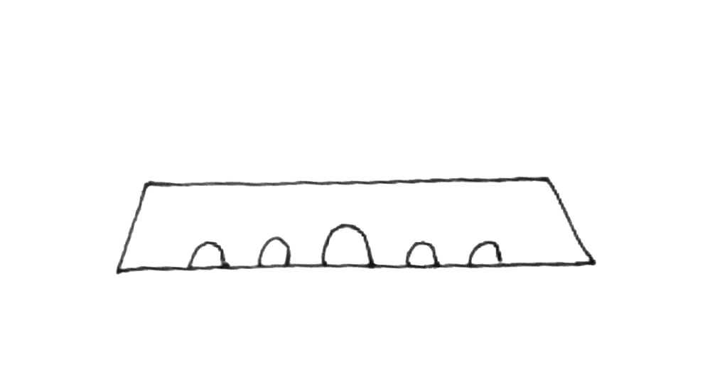 步骤2：下面画上几个拱门。