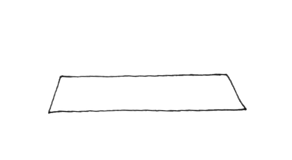 步骤1：在纸上画出一个长梯形。