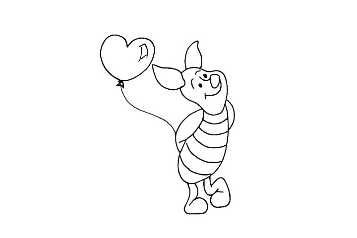 步骤11：它的两只手正抓着一只心形的气球。