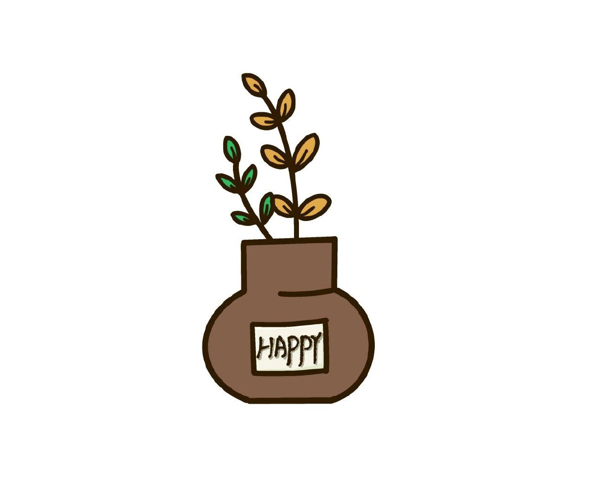 绿植和小花瓶简笔画教程