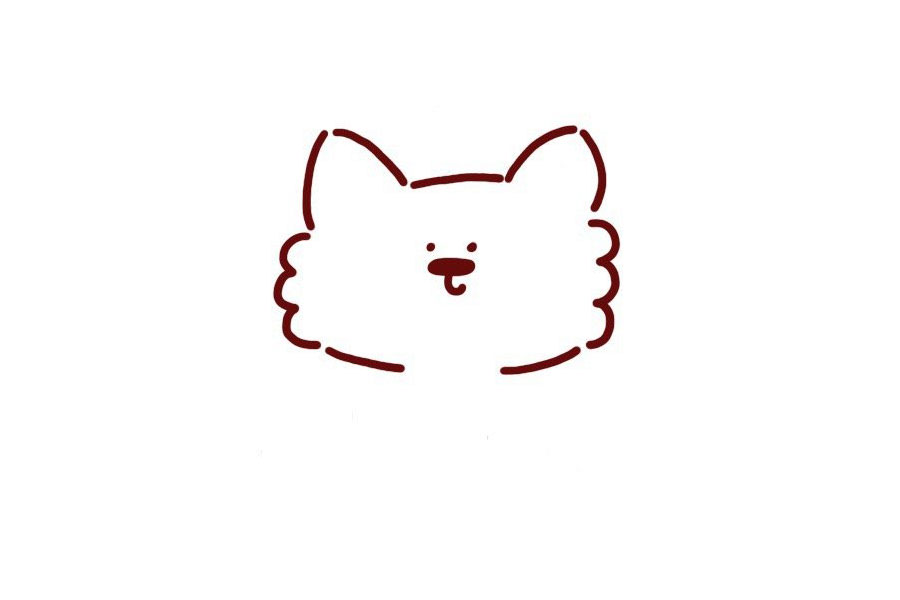 步骤3：然后用波浪线画出小狗脸上的毛