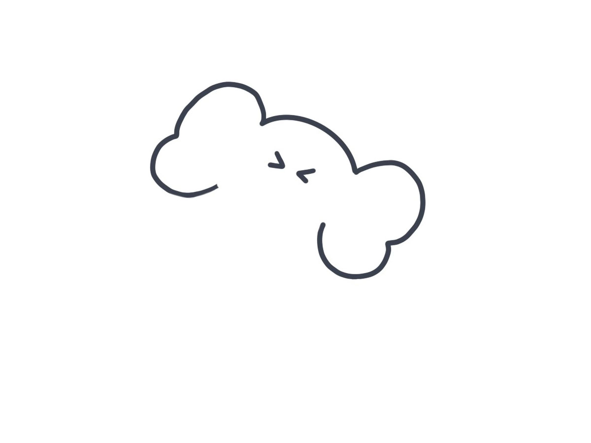 步骤2：接着画大象两个大耳朵