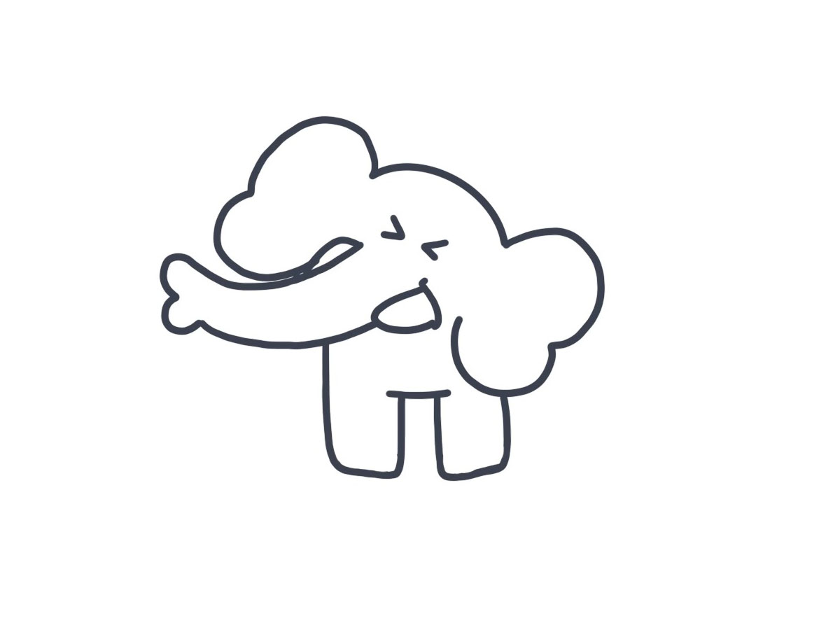 步骤5：画大象的身体轮廓