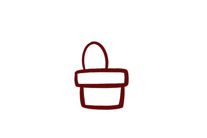 步骤2：接着在花盆上画一个小椭圆