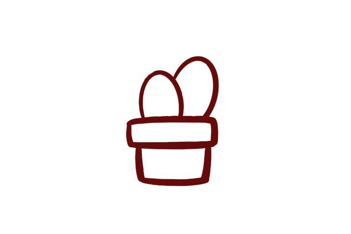 步骤3：然后在旁边画一个大点的椭圆，注意遮挡关系