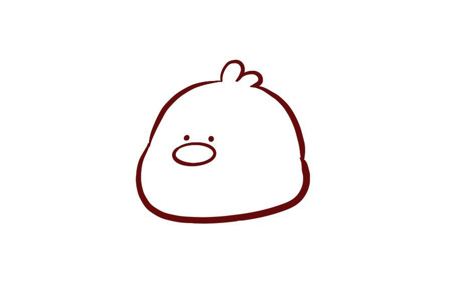 步骤3：然后画小鸡的身体轮廓