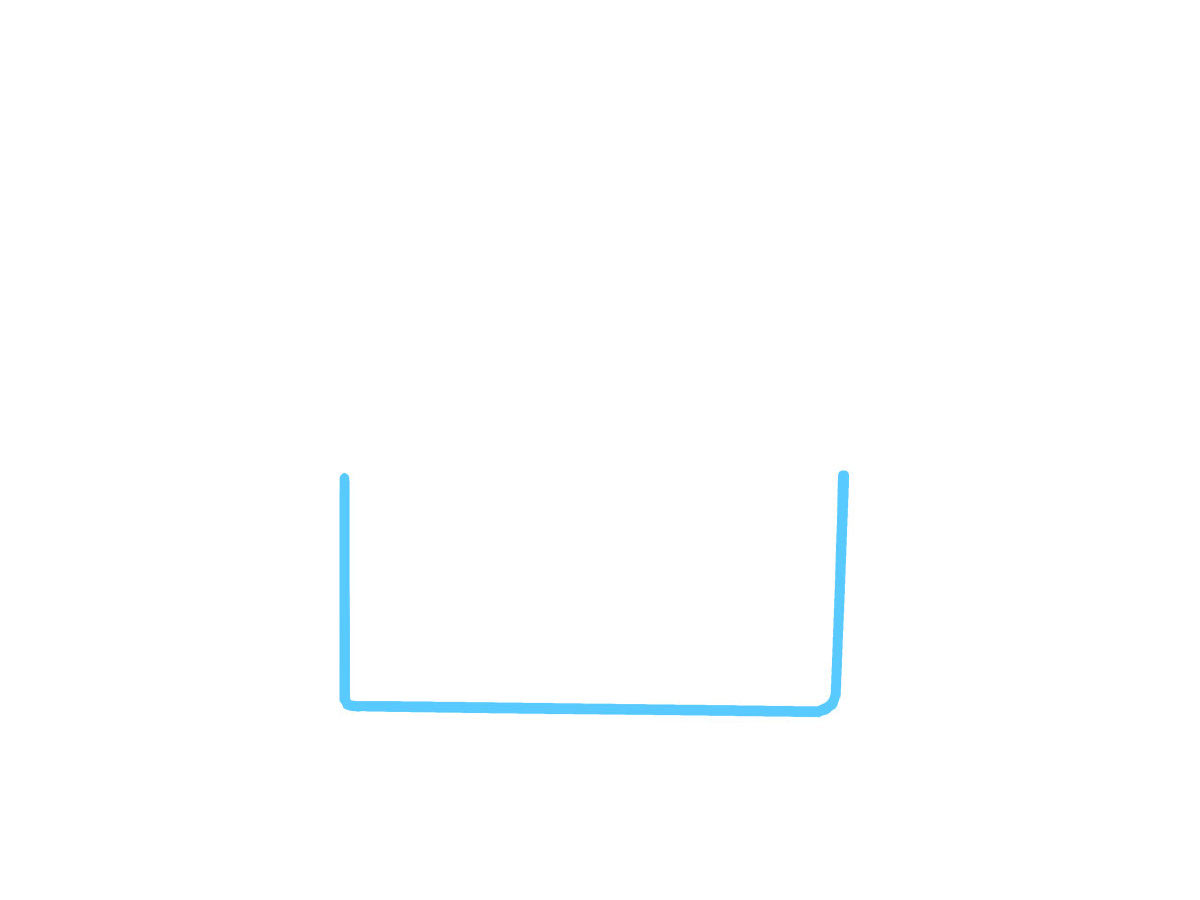 步骤1：先画出四边形其中的三边(左，右，下)。