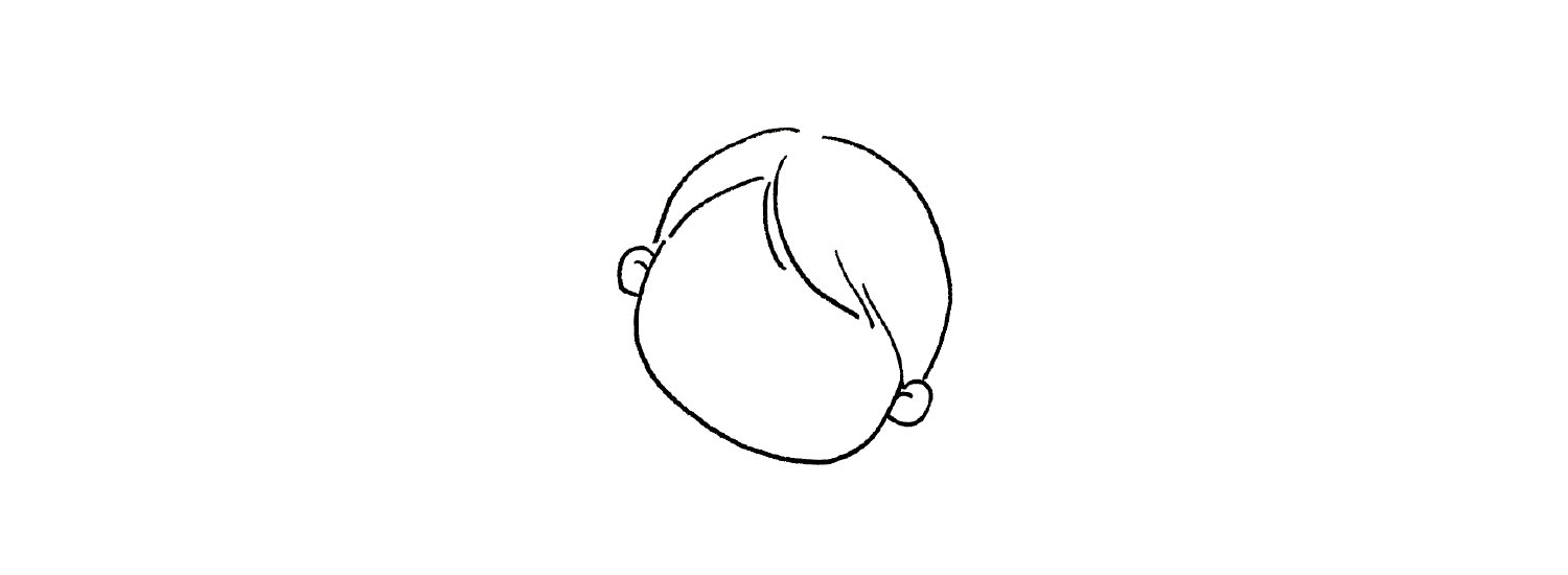 步骤1：先画出头部轮廓。