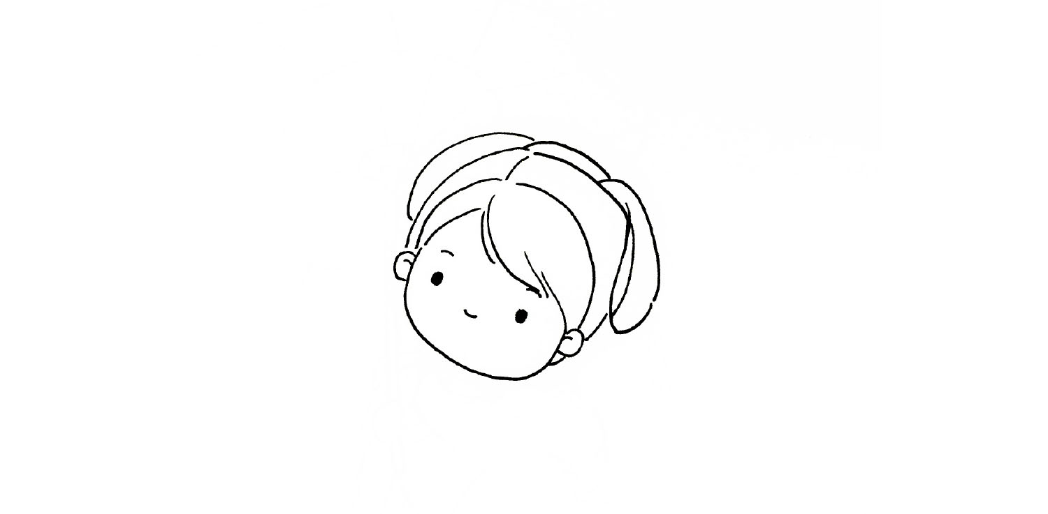 步骤3：画小女孩的五官。