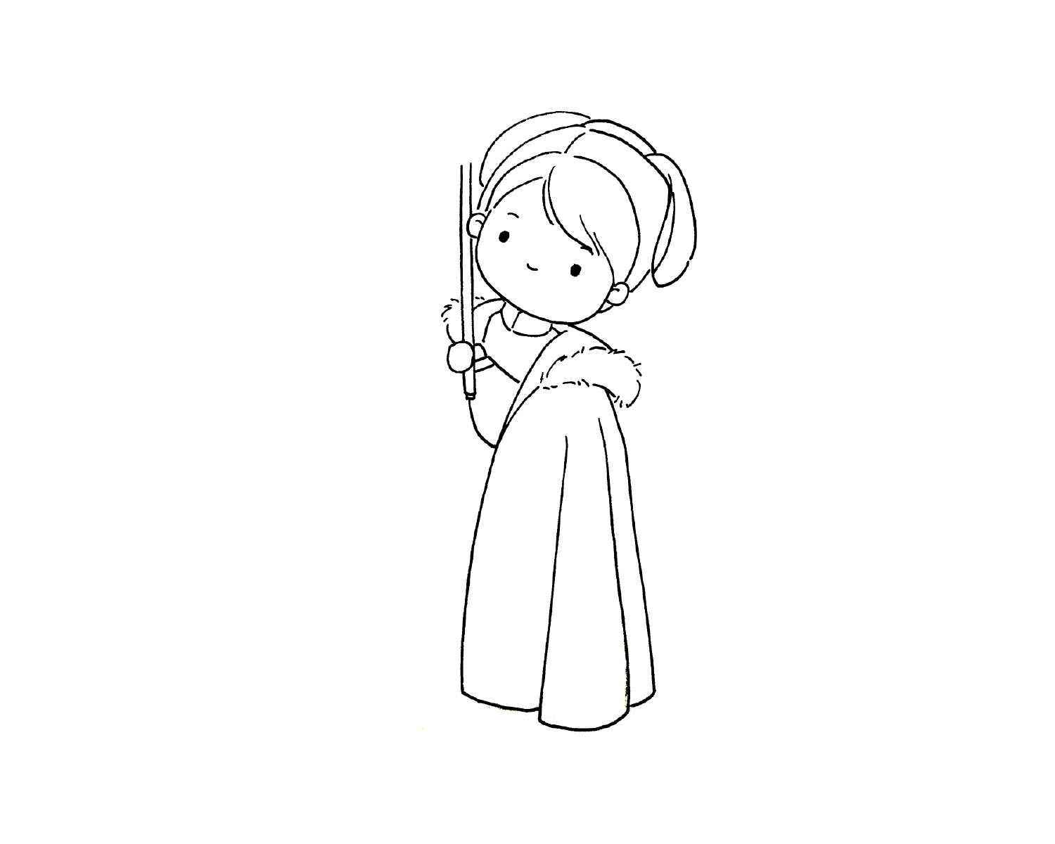 步骤5：画斗篷的毛领。