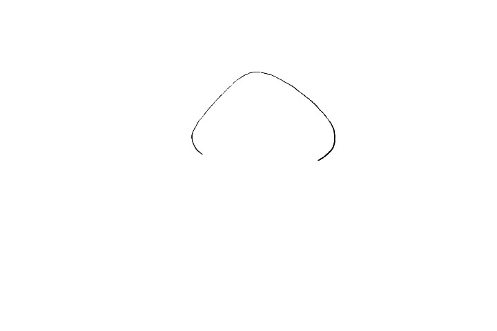 步骤1：首先画出一个像三角形的蘑菇顶。