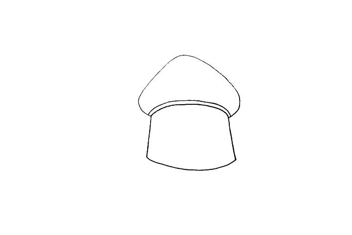 步骤4：以及画出蘑菇房的底部。