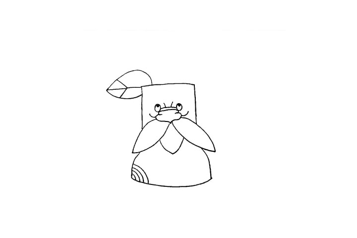 步骤8：在头顶的一侧画出一片树叶。