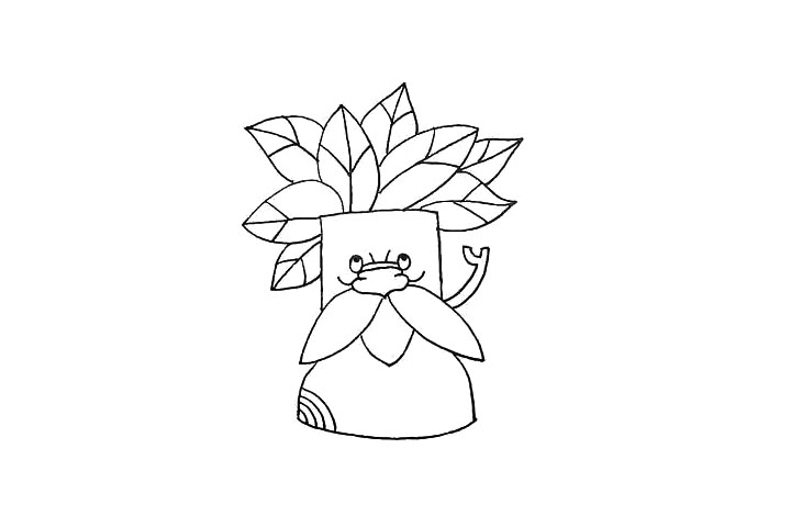 步骤10：在一侧画出树爷爷分叉的树枝。