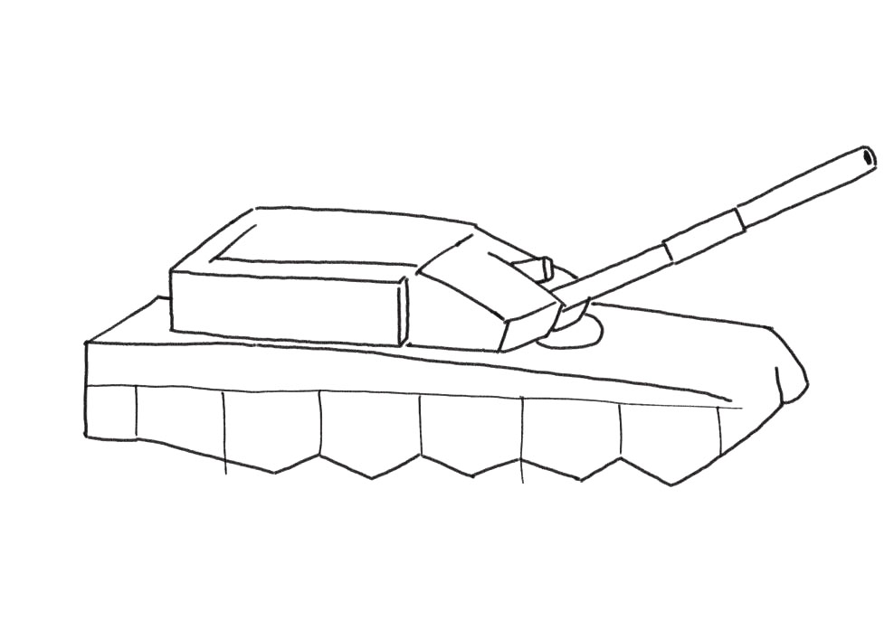 步骤4：接着画坦克的身体轮廓。