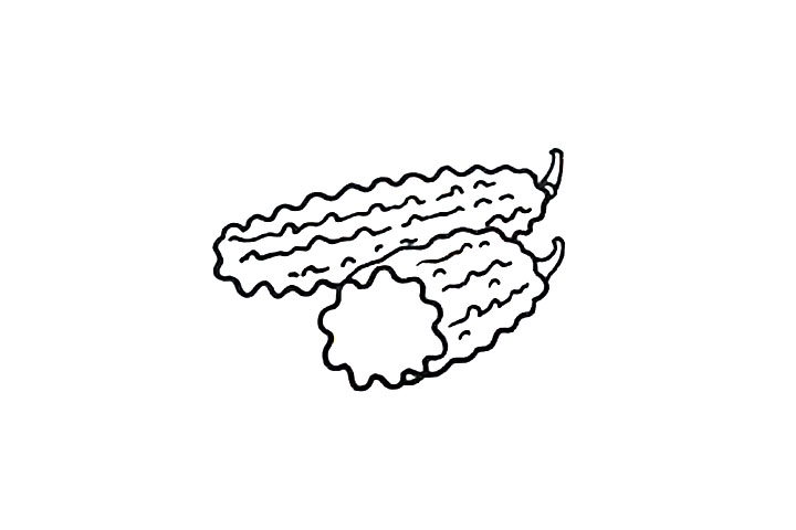 步骤4：画上苦瓜的纹路