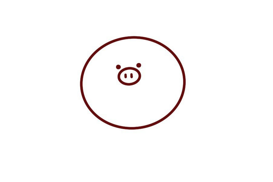 步骤2：接着画小猪的鼻子。