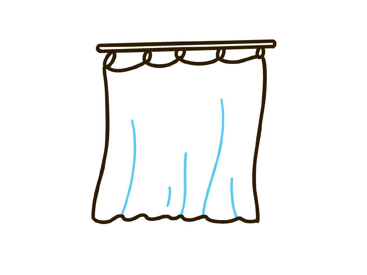 步骤6：给窗帘加上一些褶皱。