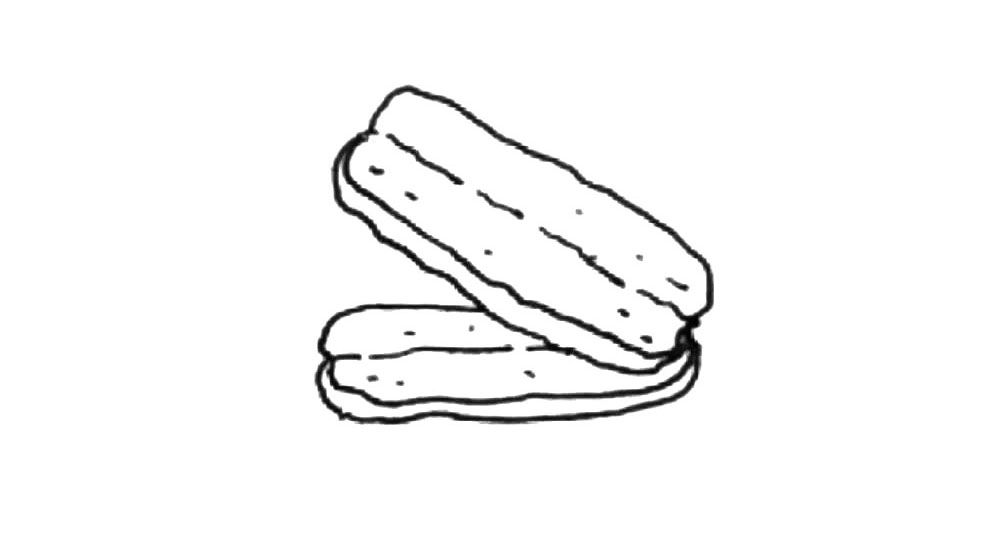 步骤4：再用同样的方法再画一根油条。