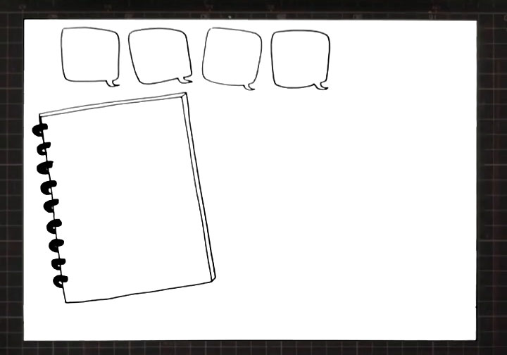 步骤2：在下方勾画出一本笔记本。