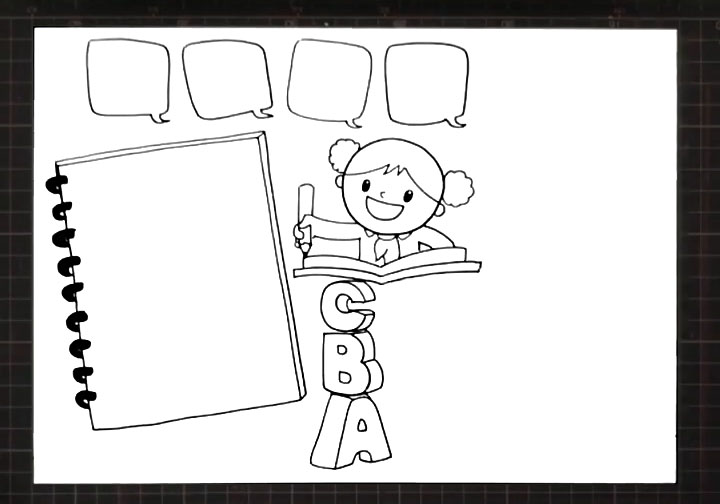 步骤4：方面画出英语字母ABC