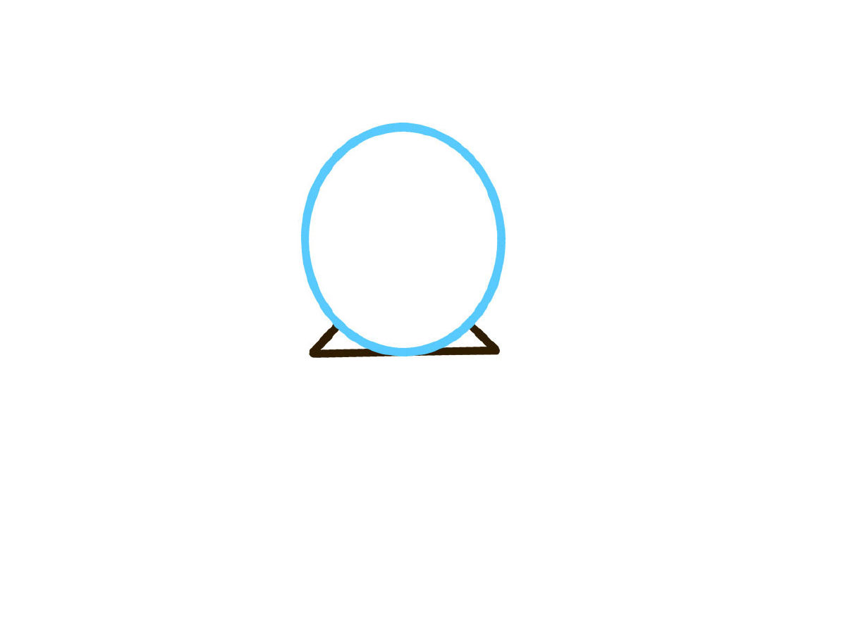 步骤2：画出圆形的镜面。