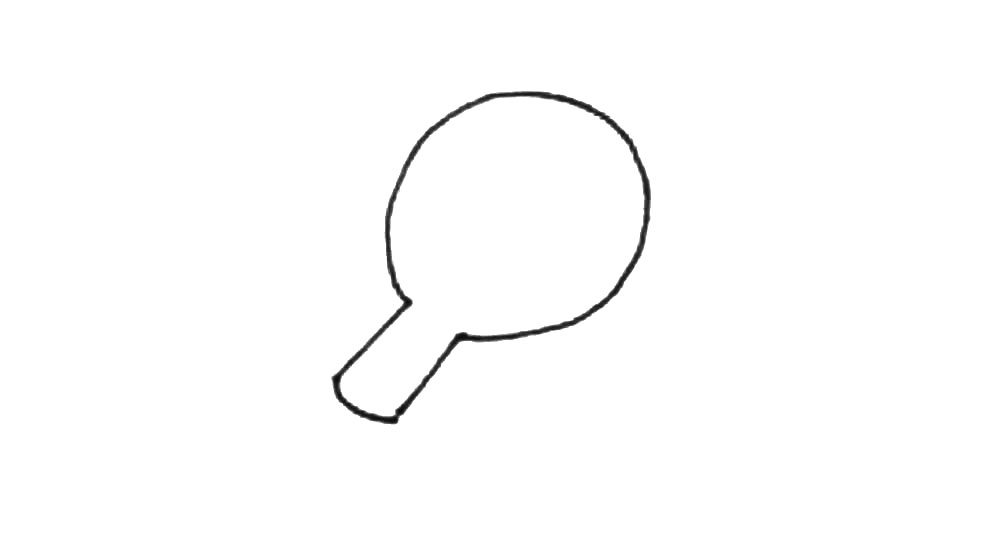 步骤2：下面加上两条竖线连接起来形成球拍握把。