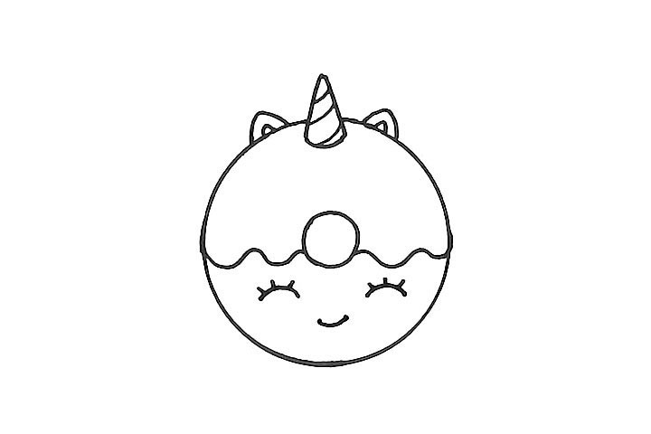 步骤5：画上眼睛和嘴巴，这个图案象征数字“0”。