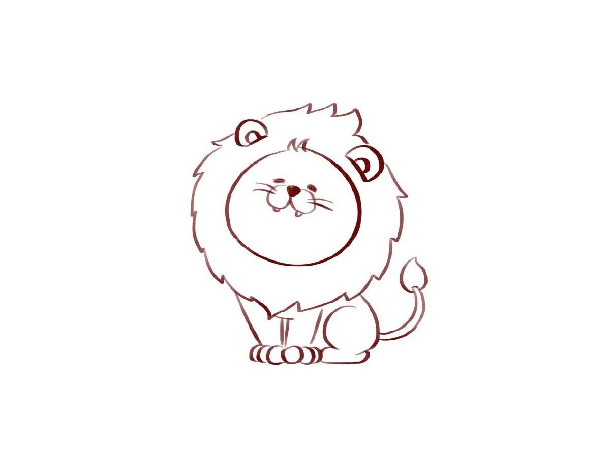 步骤7：画出狮子的尾巴。