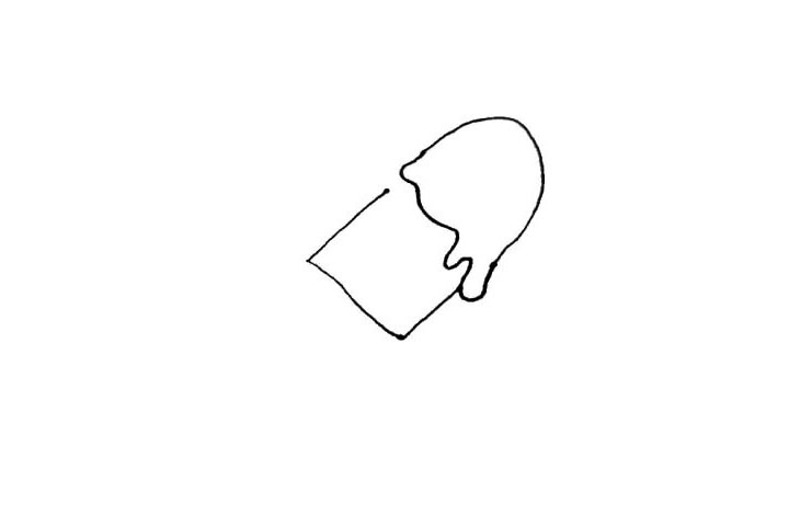 步骤2：在它们之间，用一条波浪线连起来，画出奶油。