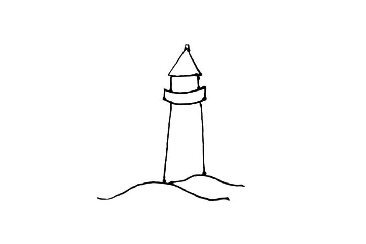 步骤3：在大椭圆和小椭圆之间，画上两条线，将它们连起来。