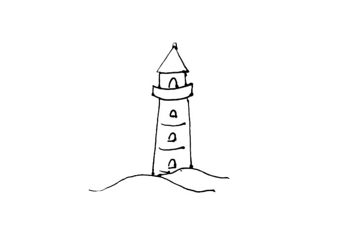 步骤4：在大椭圆里面，画上一个圆环，里面画上几条斜线。