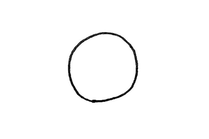 步骤1：先画上一个圆形。