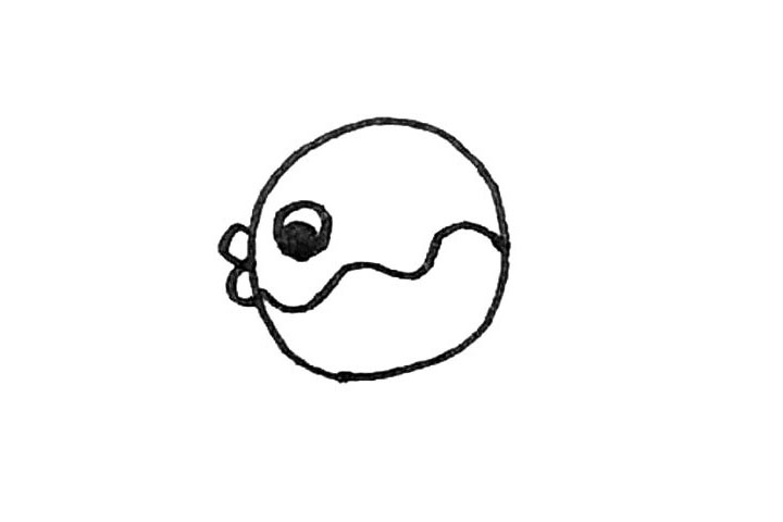 步骤3：然后在中间画上一条波浪线。