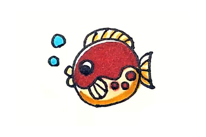 河豚简笔画画法步骤