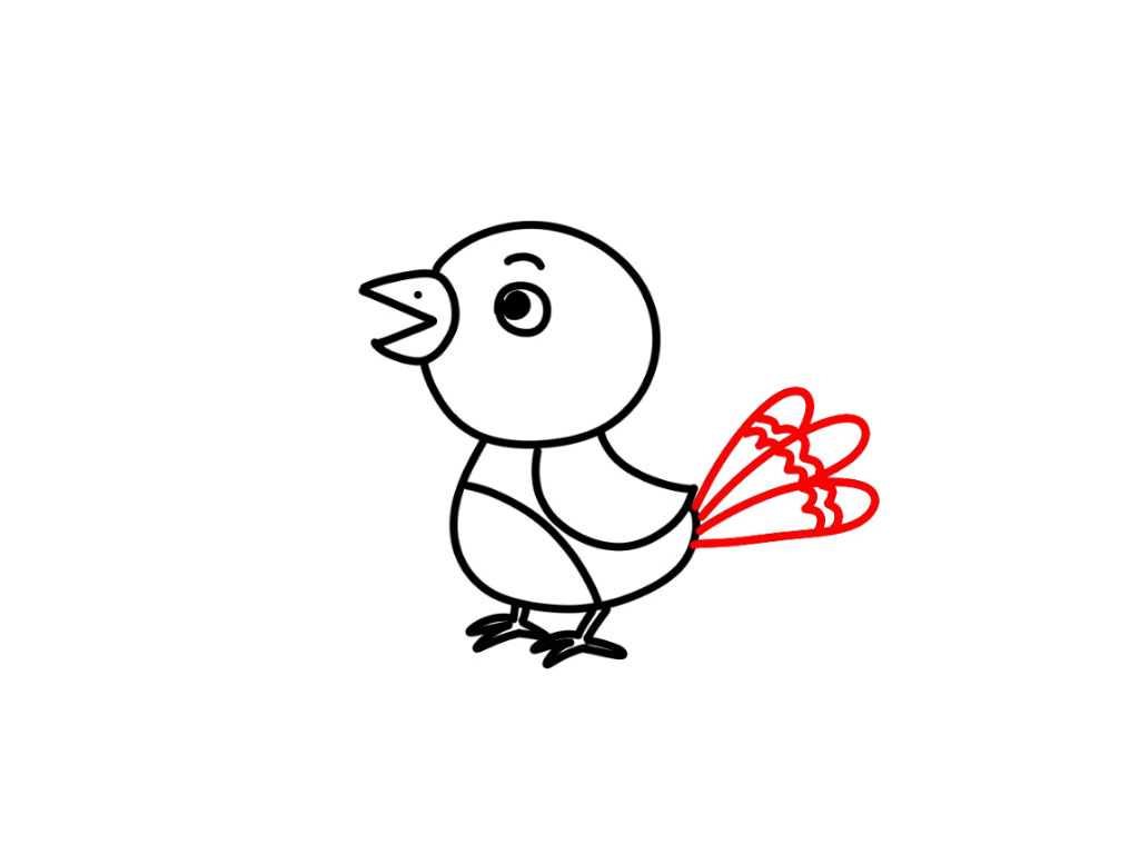 步骤8：画小鸟的尾巴。