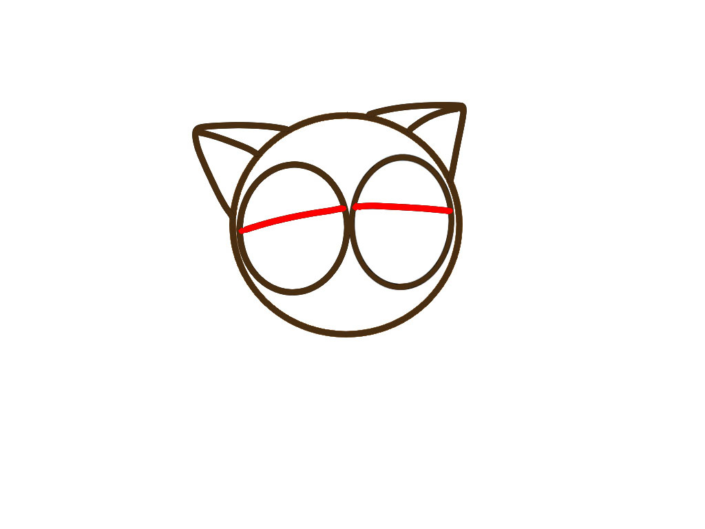 步骤4：在两个椭圆里面画弧线。