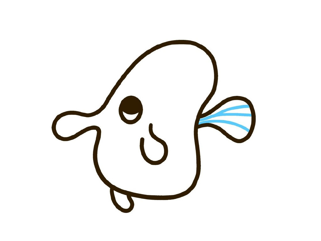 步骤6：给鱼尾巴加一些纹理。