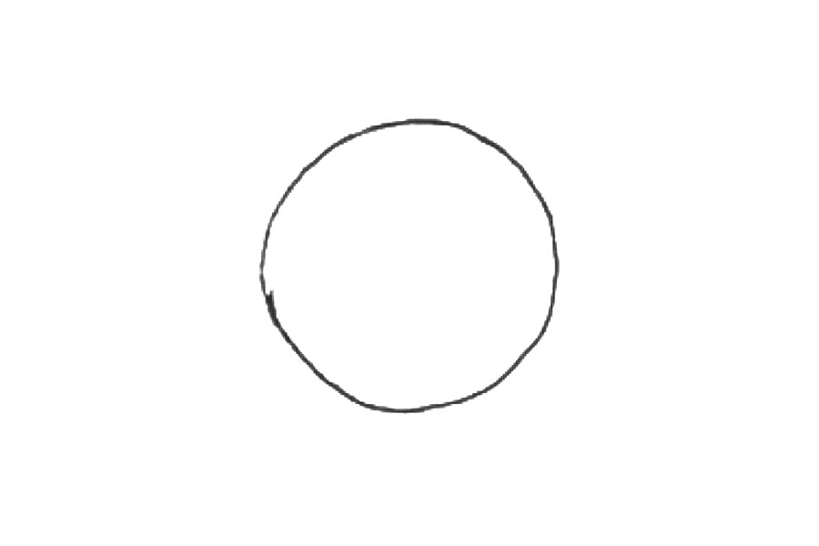 步骤1：在纸上画出一个圆形。