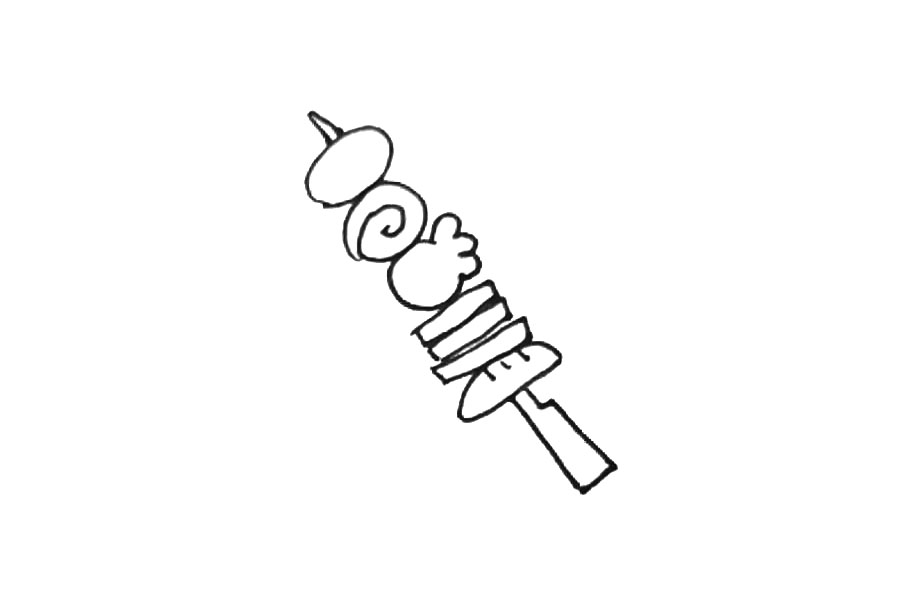 步骤6：再画上一条直线，但下面要多出一个方形。