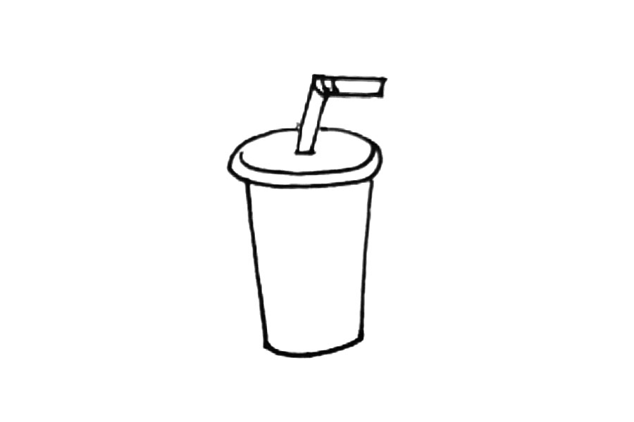 步骤4：下面加上两条竖线用弧线连接。