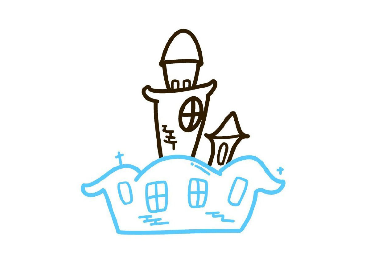 步骤3：画小楼房的第一层。