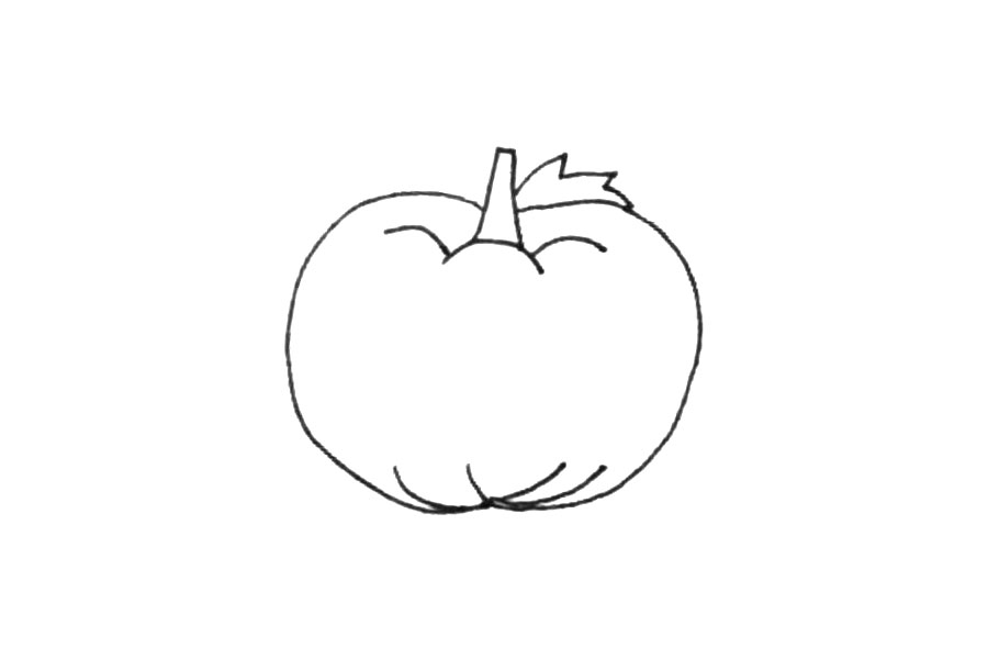 步骤4：下面再加上几条弧线，以及在后面加上叶子的形状。