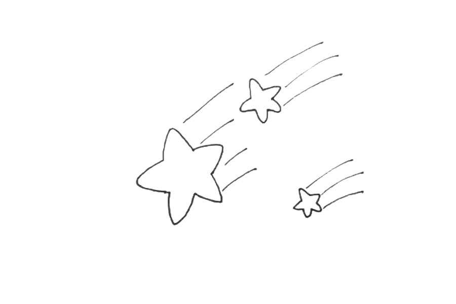 步骤4：后面加上几条弧线。